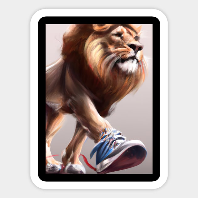 Lion wearing Sneakers Sticker by maxcode